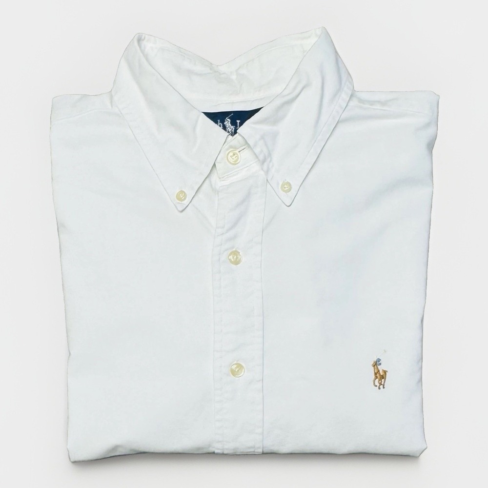 Polo Ralph Lauren White Oxford Button Down Shirt Men's XL 17-33 Flesh Pony